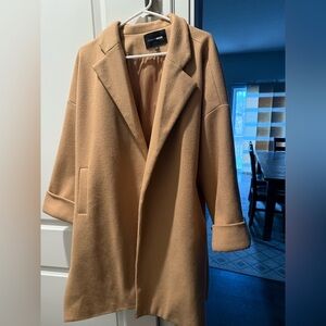 Fashion Nova Tan Trench Coat with Wide Lapel Collar